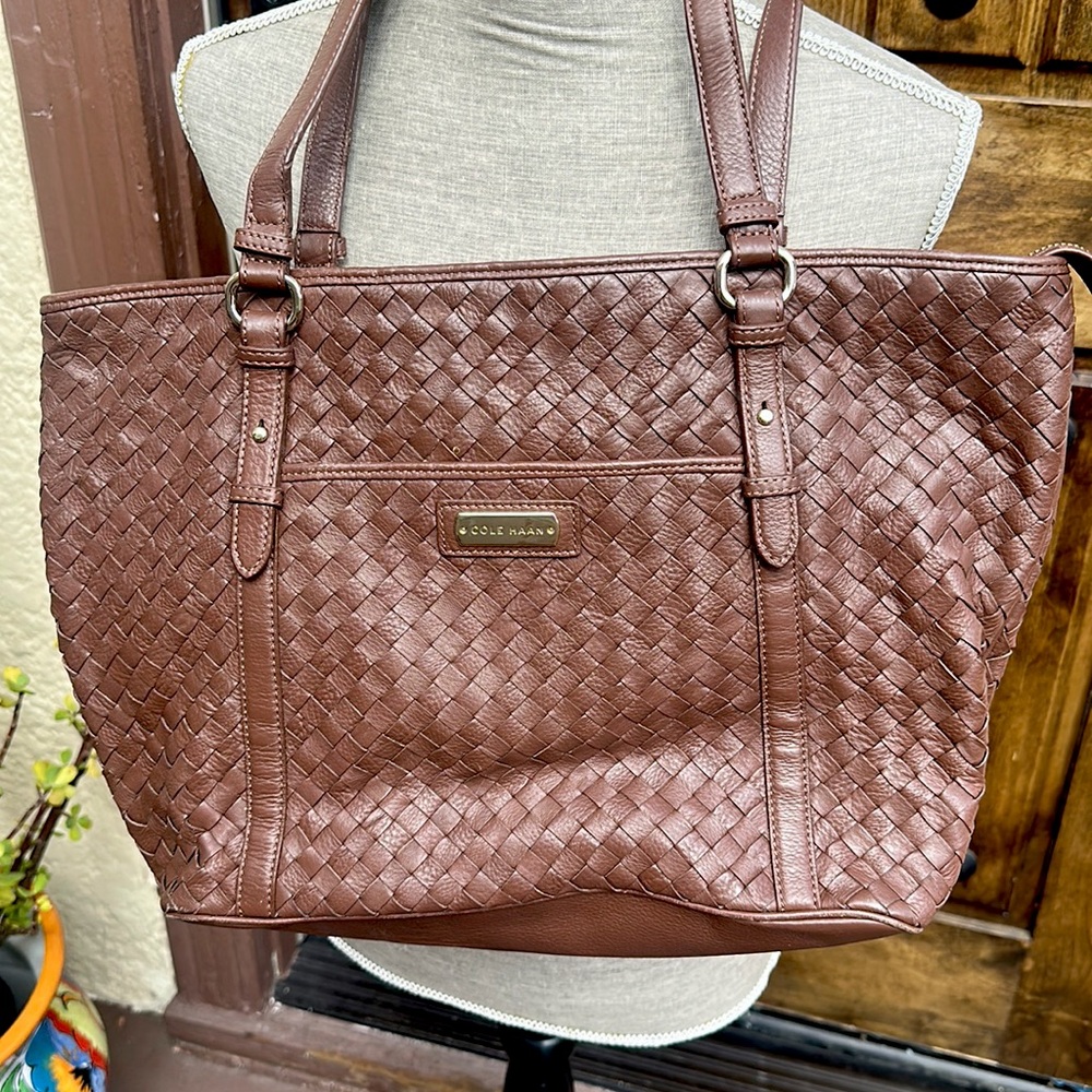Cole Haan Brown Woven Tote Bag